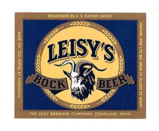 Leisy Bock Beer Bottle Label Leisy Brewing Cleveland Oh  