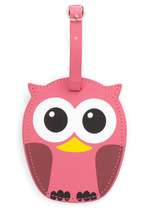 Who’s Hoot Luggage Tag in Pink  Mod Retro Vintage Keychains 