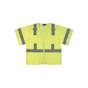 Safety Vest Class 3 Oxford Front Mesh Back Zipper Hi Vis Lime Size 4X 