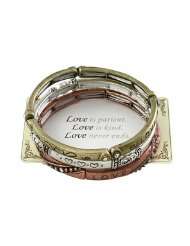 Piece Tri Tone Fashion Bracelet with Inspirational Messages