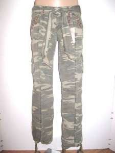 juniors CELLO camouflage STUDDED CAMO CARGO PANTS green NEW S 1 3 