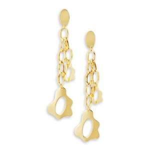  Ladies 14k Gold Bonded Cut Out Oval Chain Link Earrings 