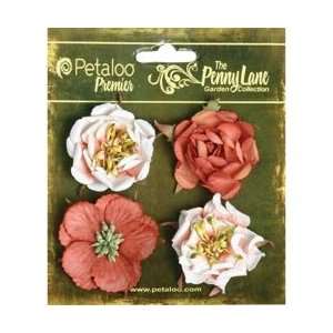  Petaloo Penny Lane Mulberry Paper Ruffled Roses 4/Pkg 