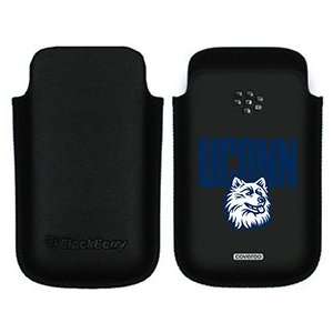  UCONN Mascot on BlackBerry Leather Pocket Case  