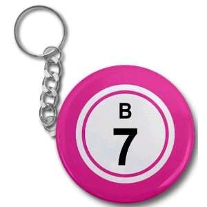   Ball B7 Seven Pink 2.25 Inch Button Style Key Chain 