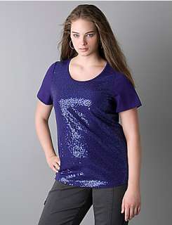 Short sleeve sequin top by DKNY JEANS