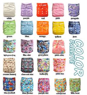 10 Snap Pocket Baby Cloth Diapers+10 Inserts girl color  