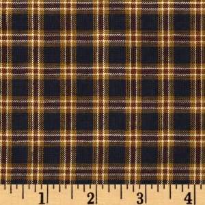  46 Wide Rustic Woven Check Navy/Khaki Fabric By The Yard 