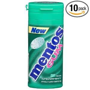 Mentos Spearmint Gum, 15 Piece Dispenser (Pack of 10)  