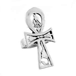  Egyptian Jewelry Silver Horus Ankh Ring   Size 10 Jewelry