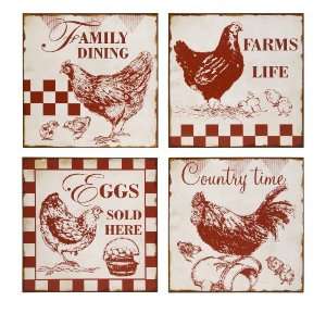  Vintage Cafe Chicken Signs Wall Decor  Set of 4