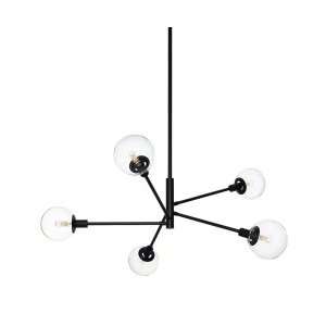   Single Tier Chandelier in Satin Black with Clear glass