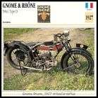 Motorcycle Card 1927 Gnome Rhone 500 single cyl 3 speed