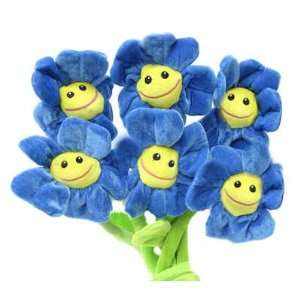  Plush Blue Happy Face Asst Flowers 18 by Fiesta Toys 