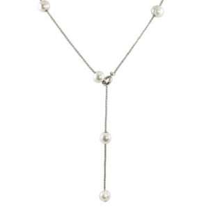   5mm white freshwater cultured pearl SmartPearl lariat necklace, 30