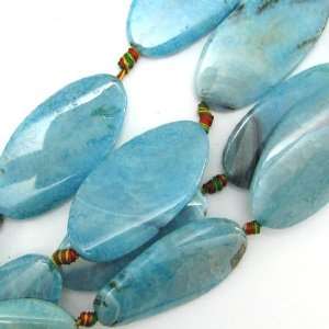  48mm blue crab agate twist oval beads 8 strand