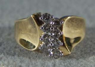 ANTIQUE 10 K YELLOW GOLD 8 DIAMOND WEDDING BAND RING  