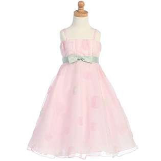 Lito Girls Pink Dot A Line Organza Flower Girl Easter Pageant Dress 8 
