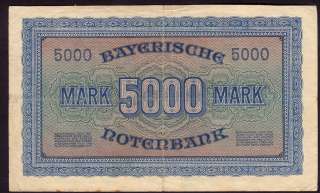 GERMANY BAYERISCHE BANKNOTE,5000 MARK1/12/1922  