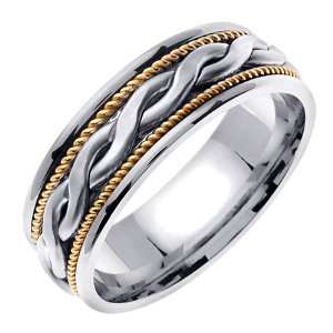 Heavy Twisted Pairs Braided Mens 7 mm 18K Gold and Platinum Comfort 