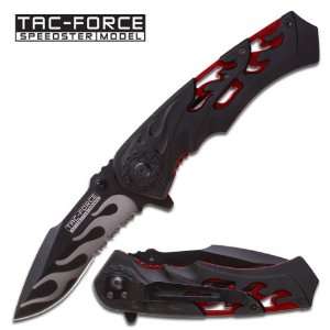  Chopper Flame Assisted Action Open Knife   Red Sports 