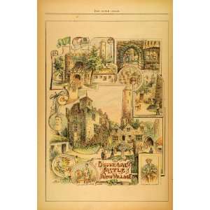  1893 Print Donegal Castle Irish Village MacSweeney Piper 
