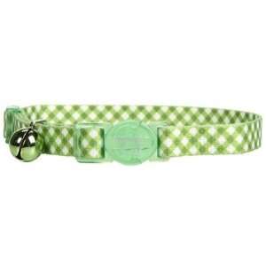 Fashionable Safe Cat Collar   3/8   Green Checks (Quantity of 4)