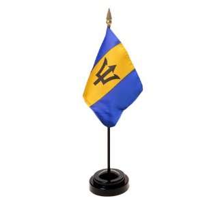 Barbados Flag 4X6 Inch Mounted E Gloss With Fringe