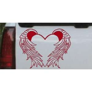Heart With Wings Car Window Wall Laptop Decal Sticker    Red 10in X 13 