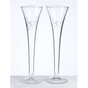  10 Silver Heart Scroll Toasting Flutes 