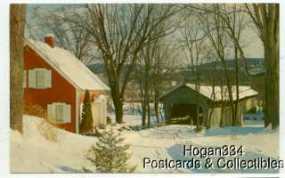 Snowy Bedell Covered Bridge S Newbury Vermont Postcard  
