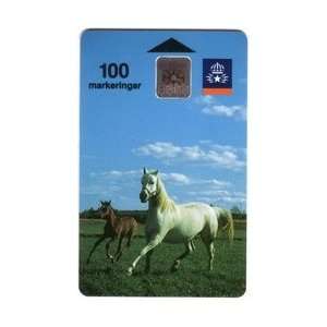   Phone Card 100u Two Horses Running In Field 