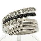 925 Sterling Silver Black & White CZ & Black Rhodium Fancy Ring Size 