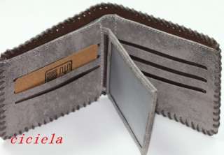 New Design Grind arenaceous Leather Mens Bifold Card Holder Wallet 