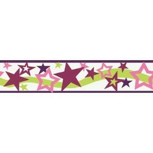    Star Dark Pink Wallpaper Border in Girl Power II