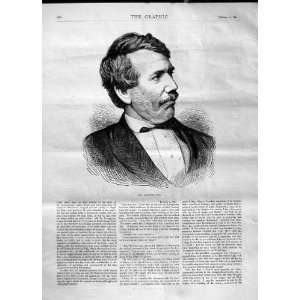 1870 ANTIQUE PORTRAIT DOCTOR LIVINGSTONE MAN OLD PRINT