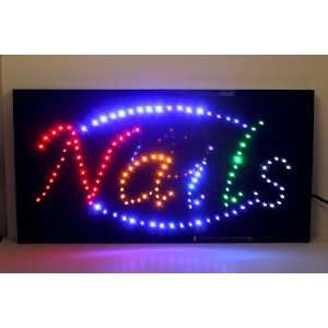  New Led Neon Bright Motion Nails Open Sign 25x13x1 