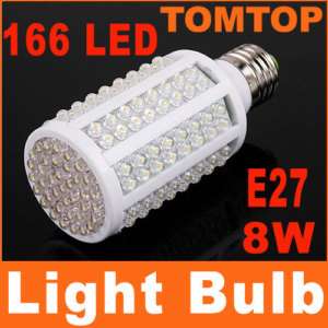 8W 166 leds LED Corn Light Bulb E27 360° Cold White  