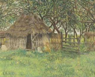 Alter Bauernhof Pastell ca. 1900 Lwów Polen  