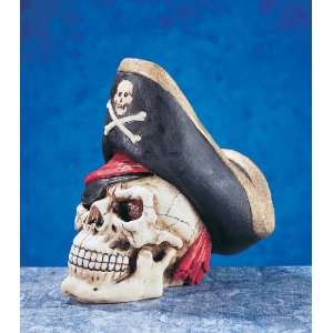 Figurine Pirate Skull Bank Hand Painted Resin Set of 6  