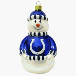  Indianapolis Colts NFL Blown Glass Snowman Ornament 
