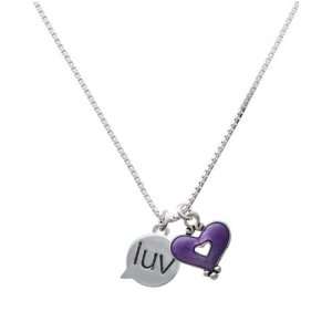   Love   Text Chat and Translucent Purple Heart Charm Necklace Jewelry