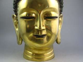 Tibetan 24k Gilt Bronze Buddha Shakyamunis Head Statue  