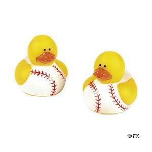 Two Dozen (24pc) Baseball Rubber Duck Party Favors  Toys & Games 