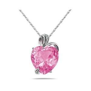  4.75CT Pink Topaz Heart and Diamond Pendant in 14K White 