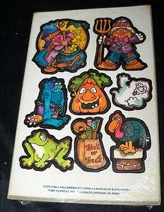 New Vtg 1981 HALLOWEEN STICKERS Witch Monster Pumpkin Ghost Scarecrow 