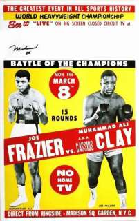 Vintage Classic Boxing Poster Joe Frazier vs Cassius Clay Madison Sq 