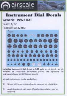 Airscale Decals 1/32 RAF WWII GENERIC INSTRUMENT DIALS  