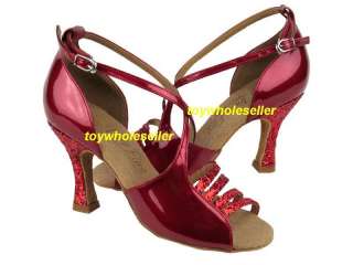 Ladies Latin Ballroom Salsa Red Patent Dance Shoes G191  