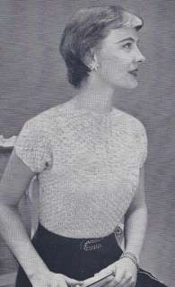Vintage Crochet PATTERN Lace Summer Evening Blouse Short Sleeve 
